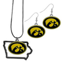 NCAA - Iowa Hawkeyes Dangle Earrings and State Necklace Set-Jewelry & Accessories,College Jewelry,Iowa Hawkeyes Jewelry-JadeMoghul Inc.