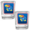 NCAA - Kansas Jayhawks Square Glass Shot Glass Set-Beverage Ware,Shot Glass,Graphic Shot Glass,College Graphic Shot Glass,-JadeMoghul Inc.