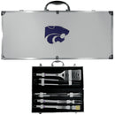 NCAA - Kansas St. Wildcats 8 pc Stainless Steel BBQ Set w/Metal Case-Tailgating & BBQ Accessories,BBQ Tools,8 pc Steel Tool Set w/Metal Case,College 8 pc Steel Tool Set w/Metal Case-JadeMoghul Inc.