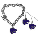 NCAA - Kansas St. Wildcats Chain Bracelet and Dangle Earring Set-Jewelry & Accessories,College Jewelry,Kansas St. Wildcats Jewelry-JadeMoghul Inc.