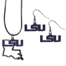 NCAA - LSU Tigers Dangle Earrings and State Necklace Set-Jewelry & Accessories,College Jewelry,LSU Tigers Jewelry-JadeMoghul Inc.
