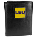 NCAA - LSU Tigers Deluxe Leather Tri-fold Wallet Packaged in Gift Box-Wallets & Checkbook Covers,Tri-fold Wallets,Deluxe Tri-fold Wallets,Gift Box Packaging,College Tri-fold Wallets-JadeMoghul Inc.