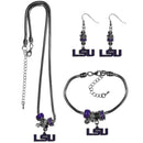 NCAA - LSU Tigers Euro Bead Jewelry 3 piece Set-Jewelry & Accessories,College Jewelry,LSU Tigers Jewelry-JadeMoghul Inc.