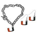 NCAA - Miami Hurricanes Chain Bracelet and Dangle Earring Set-Jewelry & Accessories,College Jewelry,Miami Hurricanes Jewelry-JadeMoghul Inc.