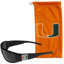 NCAA - Miami Hurricanes Chrome Wrap Sunglasses and Bag-Sunglasses, Eyewear & Accessories,College Eyewear,Miami Hurricanes Eyewear-JadeMoghul Inc.