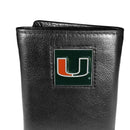 NCAA - Miami Hurricanes Deluxe Leather Tri-fold Wallet-Wallets & Checkbook Covers,Tri-fold Wallets,Deluxe Tri-fold Wallets,Window Box Packaging,College Tri-fold Wallets-JadeMoghul Inc.