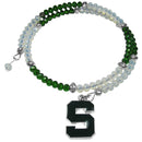 NCAA - Michigan St. Spartans Crystal Memory Wire Bracelet-Jewelry & Accessories,College Jewelry,College Bracelets,Crystal Memory Wire Bracelets-JadeMoghul Inc.