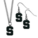 NCAA - Michigan St. Spartans Dangle Earrings and Chain Necklace Set-Jewelry & Accessories,Jewelry Sets,Dangle Earrings & Chain Necklace-JadeMoghul Inc.