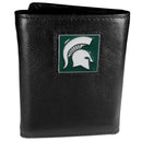 NCAA - Michigan St. Spartans Deluxe Leather Tri-fold Wallet Packaged in Gift Box-Wallets & Checkbook Covers,Tri-fold Wallets,Deluxe Tri-fold Wallets,Gift Box Packaging,College Tri-fold Wallets-JadeMoghul Inc.