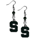 NCAA - Michigan St. Spartans Fan Bead Dangle Earrings-Jewelry & Accessories,Earrings,Fan Bead Earrings,College Fan Bead Earrings-JadeMoghul Inc.