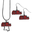 NCAA - Mississippi Rebels Dangle Earrings and State Necklace Set-Jewelry & Accessories,College Jewelry,Mississippi Rebels Jewelry-JadeMoghul Inc.