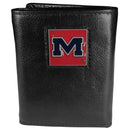 NCAA - Mississippi Rebels Deluxe Leather Tri-fold Wallet Packaged in Gift Box-Wallets & Checkbook Covers,Tri-fold Wallets,Deluxe Tri-fold Wallets,Gift Box Packaging,College Tri-fold Wallets-JadeMoghul Inc.