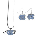 NCAA - N. Carolina Tar Heels Dangle Earrings and State Necklace Set-Jewelry & Accessories,College Jewelry,N. Carolina Tar Heels Jewelry-JadeMoghul Inc.