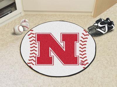 Round Rugs NCAA Nebraska Baseball Mat 27" diameter