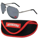NCAA - Nebraska Cornhuskers Aviator Sunglasses and Sports Case-Sunglasses, Eyewear & Accessories,Sunglass & Accessory Sets,Aviator Sunglasses & Sport Case,College Aviator Sunglasses Sunglasses & Sport Case-JadeMoghul Inc.