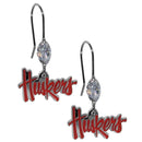 NCAA - Nebraska Cornhuskers Crystal Dangle Earrings-Jewelry & Accessories,Earrings,Crystal Dangle Earrings,College Crystal Earrings-JadeMoghul Inc.