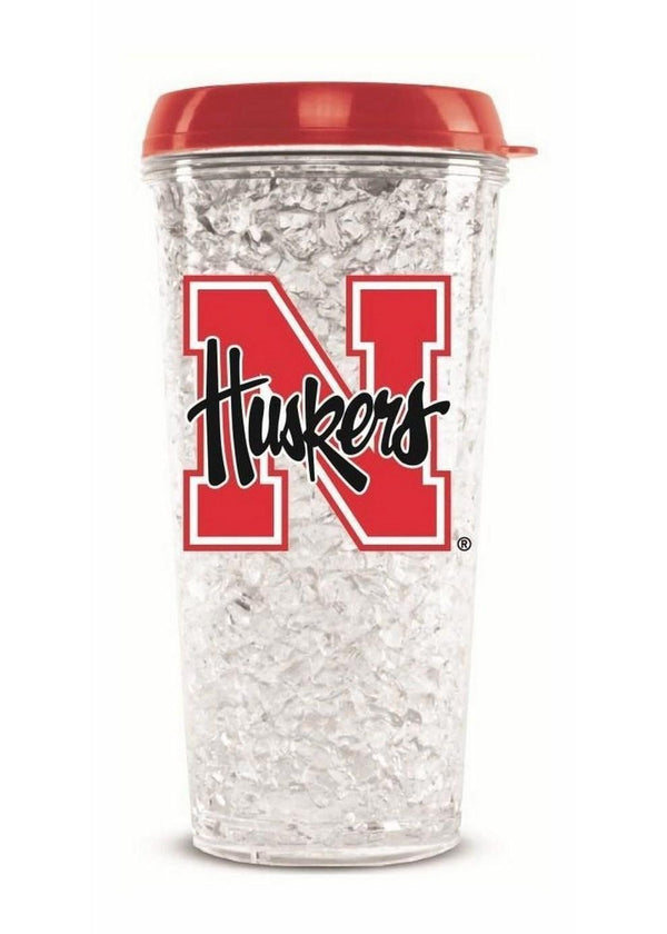 NCAA Nebraska Cornhuskers Crystal Freezer Straw Tumbler With Lid-Party Goods/Housewares-JadeMoghul Inc.