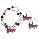 NCAA - Nebraska Cornhuskers Dangle Earrings and Crystal Bead Bracelet Set-Jewelry & Accessories,College Jewelry,Nebraska Cornhuskers Jewelry-JadeMoghul Inc.