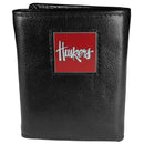 NCAA - Nebraska Cornhuskers Deluxe Leather Tri-fold Wallet Packaged in Gift Box-Wallets & Checkbook Covers,Tri-fold Wallets,Deluxe Tri-fold Wallets,Gift Box Packaging,College Tri-fold Wallets-JadeMoghul Inc.