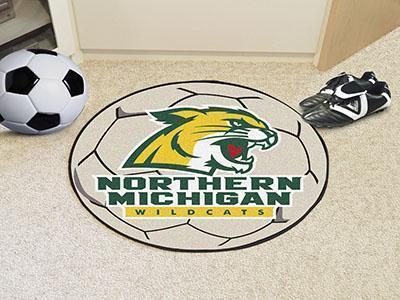 Round Indoor Outdoor Rugs NCAA Northern Michigan Soccer Ball 27" diameter