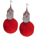 NCAA - Ohio St. Buckeyes Pom Pom Earrings-Jewelry & Accessories,College Jewelry,Ohio St. Buckeyes Jewelry-JadeMoghul Inc.