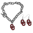 NCAA - Oklahoma Sooners Chain Bracelet and Dangle Earring Set-Jewelry & Accessories,College Jewelry,Oklahoma Sooners Jewelry-JadeMoghul Inc.