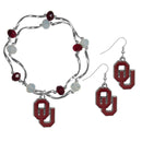 NCAA - Oklahoma Sooners Dangle Earrings and Crystal Bead Bracelet Set-Jewelry & Accessories,College Jewelry,Oklahoma Sooners Jewelry-JadeMoghul Inc.