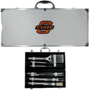 NCAA - Oklahoma State Cowboys 8 pc Stainless Steel BBQ Set w/Metal Case-Tailgating & BBQ Accessories,BBQ Tools,8 pc Steel Tool Set w/Metal Case,College 8 pc Steel Tool Set w/Metal Case-JadeMoghul Inc.