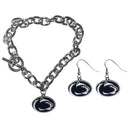NCAA - Penn St. Nittany Lions Chain Bracelet and Dangle Earring Set-Jewelry & Accessories,College Jewelry,Penn St. Nittany Lions Jewelry-JadeMoghul Inc.
