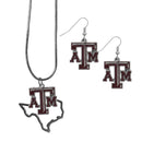 NCAA - Texas A & M Aggies Dangle Earrings and State Necklace Set-Jewelry & Accessories,College Jewelry,Texas A & M Aggies Jewelry-JadeMoghul Inc.