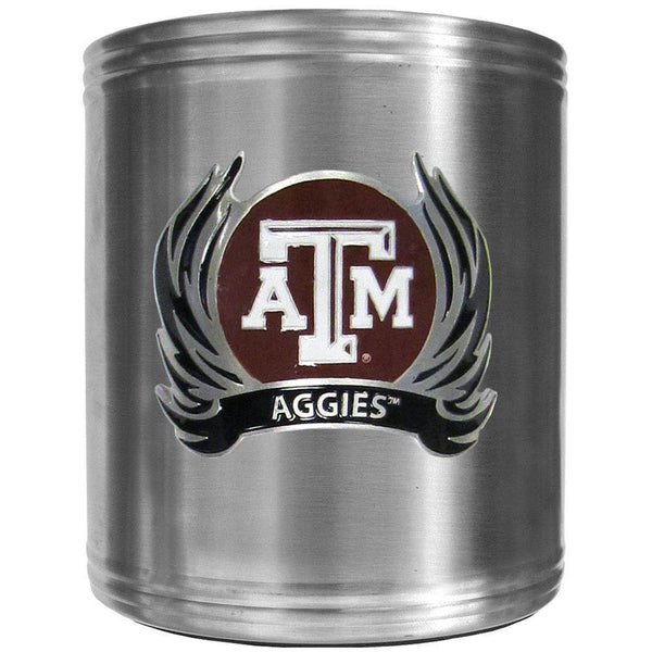 NCAA - Texas A & M Aggies Steel Can Cooler Flame Emblem-Beverage Ware,Can Coolers,College Can Coolers-JadeMoghul Inc.