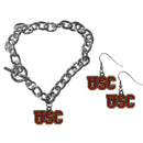 NCAA - USC Trojans Chain Bracelet and Dangle Earring Set-Jewelry & Accessories,College Jewelry,USC Trojans Jewelry-JadeMoghul Inc.
