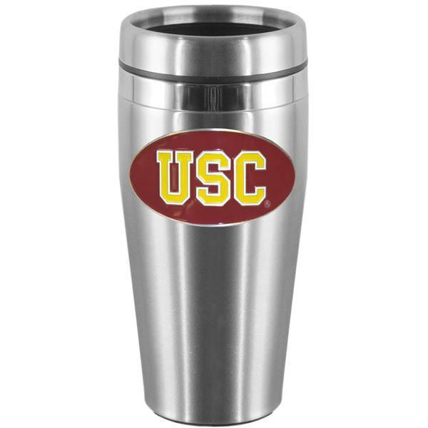 NCAA - USC Trojans Steel Travel Mug-Beverage Ware,Travel Mugs,Steel Travel Mugs w/Handle,College Steel Travel Mugs with Handle-JadeMoghul Inc.
