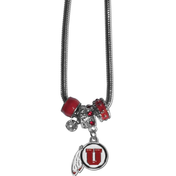 NCAA - Utah Utes Euro Bead Necklace-Jewelry & Accessories,Necklaces,Euro Bead Necklaces,College Euro Bead Necklaces-JadeMoghul Inc.