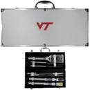 NCAA - Virginia Tech Hokies 8 pc Stainless Steel BBQ Set w/Metal Case-Tailgating & BBQ Accessories,BBQ Tools,8 pc Steel Tool Set w/Metal Case,College 8 pc Steel Tool Set w/Metal Case-JadeMoghul Inc.