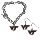 NCAA - Virginia Tech Hokies Chain Bracelet and Dangle Earring Set-Jewelry & Accessories,College Jewelry,Virginia Tech Hokies Jewelry-JadeMoghul Inc.
