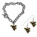 NCAA - W. Virginia Mountaineers Chain Bracelet and Dangle Earring Set-Jewelry & Accessories,College Jewelry,W. Virginia Mountaineers Jewelry-JadeMoghul Inc.
