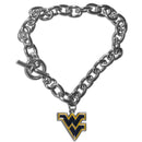 NCAA - W. Virginia Mountaineers Charm Chain Bracelet-Jewelry & Accessories,Bracelets,Charm Chain Bracelets,College Charm Chain Bracelets-JadeMoghul Inc.