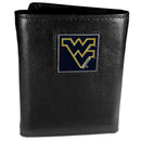 NCAA - W. Virginia Mountaineers Deluxe Leather Tri-fold Wallet-Wallets & Checkbook Covers,Tri-fold Wallets,Deluxe Tri-fold Wallets,Window Box Packaging,College Tri-fold Wallets-JadeMoghul Inc.