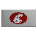 NCAA - Washington St. Cougars Brushed Metal Money Clip-Wallets & Checkbook Covers,Money Clips,Brushed Money Clips,College Brushed Money Clips-JadeMoghul Inc.