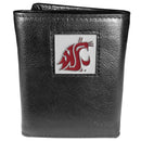 NCAA - Washington St. Cougars Deluxe Leather Tri-fold Wallet-Wallets & Checkbook Covers,Tri-fold Wallets,Deluxe Tri-fold Wallets,Window Box Packaging,College Tri-fold Wallets-JadeMoghul Inc.
