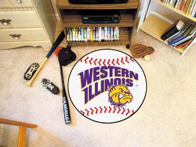 Round Area Rugs NCAA Western Illinois Baseball Mat 27" diameter