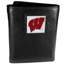 NCAA - Wisconsin Badgers Deluxe Leather Tri-fold Wallet-Wallets & Checkbook Covers,Tri-fold Wallets,Deluxe Tri-fold Wallets,Window Box Packaging,College Tri-fold Wallets-JadeMoghul Inc.