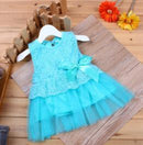 New 2014 girls princess dress/Multi-colored lace tutu dress/Elegant girl dress with bowknot/Summer hot sale-Sky Blue-0-3 months-JadeMoghul Inc.