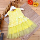 New 2014 girls princess dress/Multi-colored lace tutu dress/Elegant girl dress with bowknot/Summer hot sale-Yellow-0-3 months-JadeMoghul Inc.