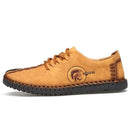 New 2017 Fashion Comfortable Breathable Men Falt Shoes Lace-up Solid Split Leather Male Causal Shoes huarache Hot Sale-601yellow-6.5-JadeMoghul Inc.