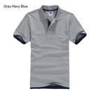 New 2017 Men's Brand Polo Shirt For Men Designer Polos Men Cotton Short Sleeve shirt Brands jerseys golftennis Free Shipping-grey Navy blue-XS-JadeMoghul Inc.