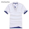 New 2017 Men's Brand Polo Shirt For Men Designer Polos Men Cotton Short Sleeve shirt Brands jerseys golftennis Free Shipping-white Royal blue-XS-JadeMoghul Inc.