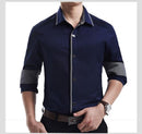 New 2017 Spring Autumn Cotton Dress Shirts High Quality Mens Casual Shirt,Casual Men Plus SizeXXXL Slim Fit Social Shirts-Dark blue-M-JadeMoghul Inc.