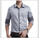 New 2017 Spring Autumn Cotton Dress Shirts High Quality Mens Casual Shirt,Casual Men Plus SizeXXXL Slim Fit Social Shirts-Light grey-M-JadeMoghul Inc.